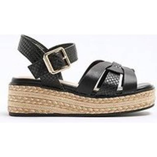 River Island Girls Weave Wedge Sandals - Black, Black, Size 12 Younger