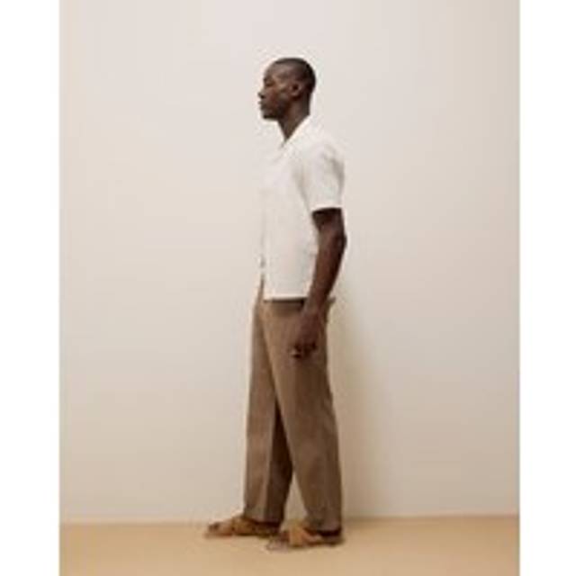 Mens River Island Brown Straight Fit Pull On Trousers - LGE / R