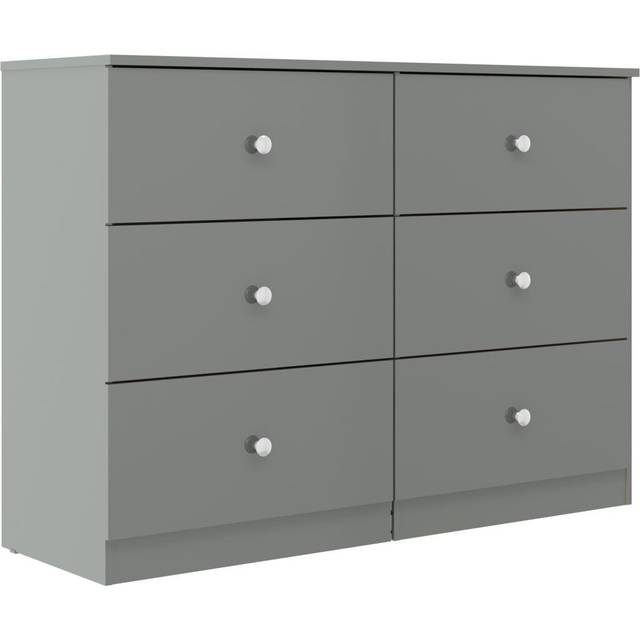 Seconique Denver 6 Drawer Chest - Grey Gloss, Grey