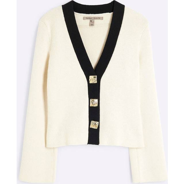 River Island Womens Black Long Sleeve Tipped Knit Cardigan - XS