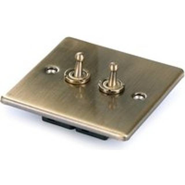 2 Gang 2 Way Light Switch - Antique Brass