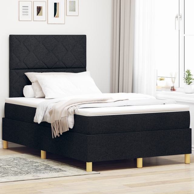 vidaXL Box Spring Seng Med Madras Sort Rammeseng