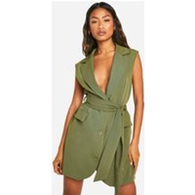 Womens Woven Sleeveless Blazer Dress - Green - 10, Green