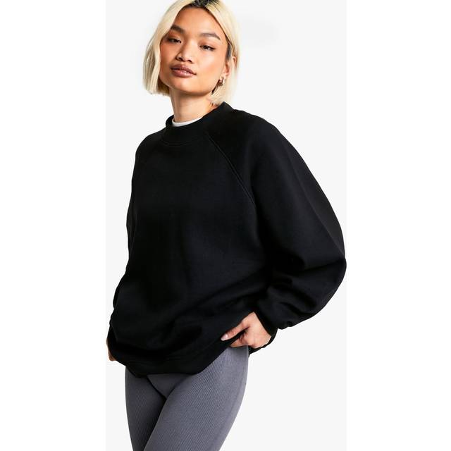 Womens Raglan Seam Oversized Longline Sweatshirt - Black - S, Black