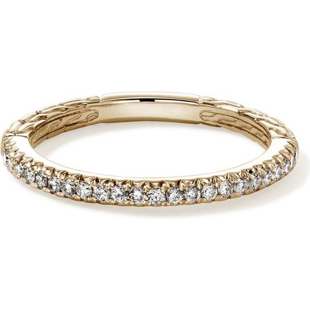 John Hardy - 14kt yellow gold JH Essential diamond band ring - women - 14kt Yellow Gold/White Diamond - 8