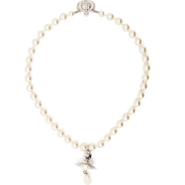 Vivienne Westwood - faux-pearl drop choker - women - Platinum/Mother of Pearl/Brass - OS - White