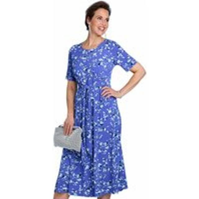 Tie Front Print Occasion Dress Flattering Fit & Flare Style - Pale Blue - 14