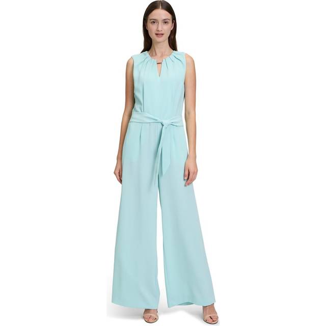 Betty & Co Wide Leg Jumpsuit With Tie Waist Turquoise