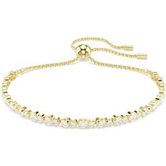 Matrix Tennis bracelet, Round cut, White, Gold-tone plated - OS