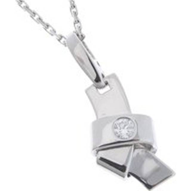 Womens Preloved Love Knot Diamond Pendant Necklace Wo - Silver - Grey - One Size