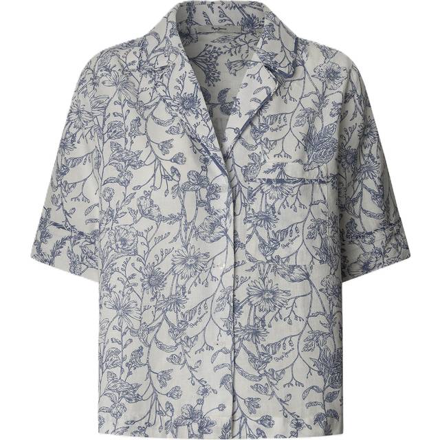 Pepe Jeans for woman. PL305025 Blouse Doris White (XL), Blue, Casual, Linen, Short sleeve