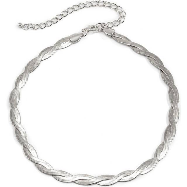 Snake Chain Necklace Stylish Beautiful Flat Copper Collarbone Necklace Metal Choker Necklace for One Size gold