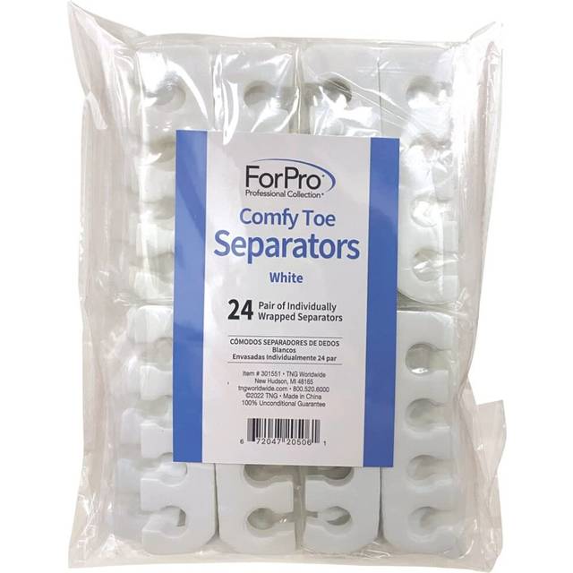 ForPro Professional Collection Comfy Toe Separators  White  Luxurious Foam Pedicure Toe Separators  Individually Wrapped  24-Pairs