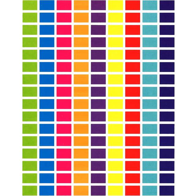 "Tag-A-Room 1/2"""""""" x 3/4"""""""" Rectangle Color Coding Dot Label Stickers  9 Bright Colors  8 1/2"""""""" x 11"""""""" Sheet (2016 Pack)"