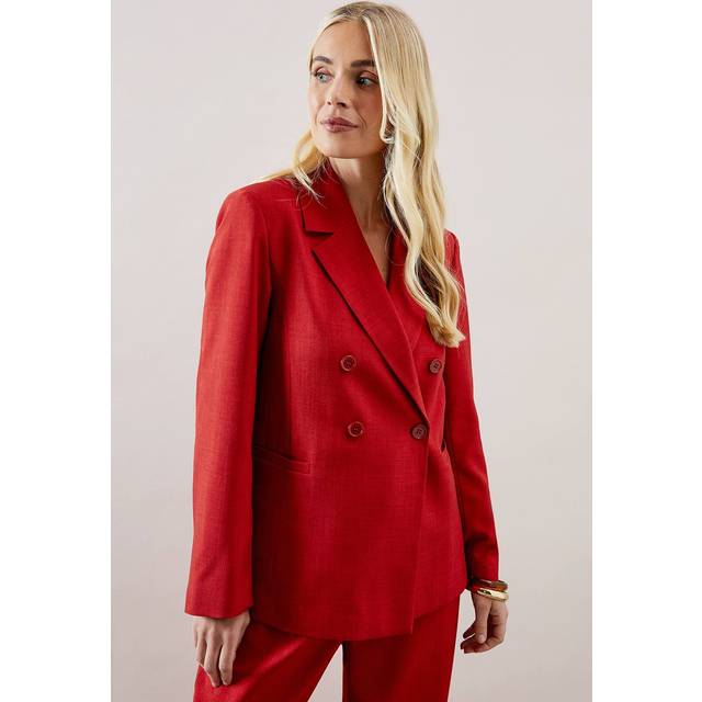 Womens Petite Double Breasted Collared Blazer - Rust - 18