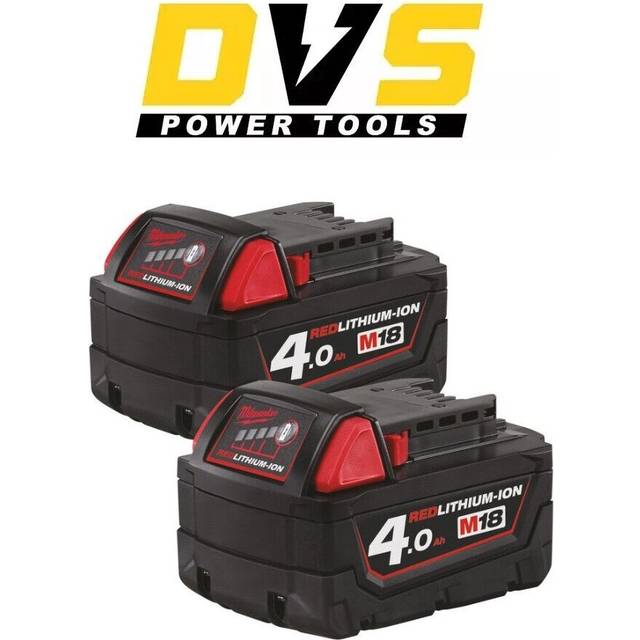 Milwaukee M18b4 18v 4.0ah Redlithium-ion Batteries (twin Pack)