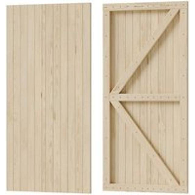 Living And Home 83X180Cm Flat Top Wooden Garden Gate With 1 Latch & 3 Hinges For Farm House In Natural - One Size
