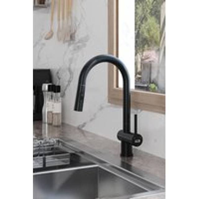 Modern Swivel Kitchen Faucet Pull-down Sink Tap Sprayer with Pull-out Hose - Black - One Size