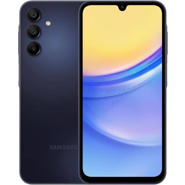 (Blue Black) Samsung Galaxy A15 4G 128/6GB RAM Dual Sim, Unlocked to all Carrier, with official 25W UK Adapter (EP-T2510) Retail Pack and Clear Case