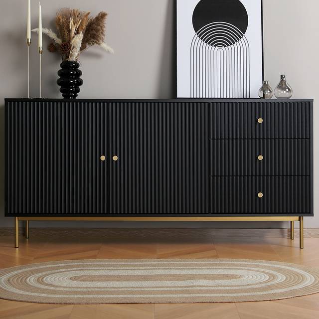 Home Garden Direct Devon - Large Sideboard - Black, Black