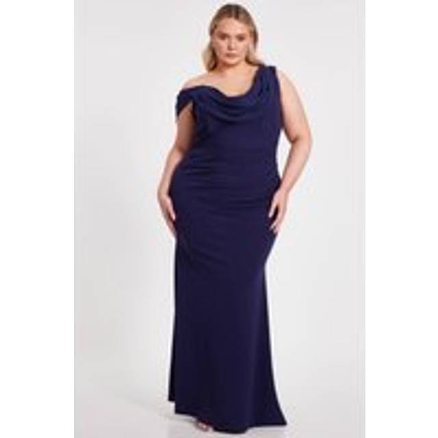 Navy Curve Drop Sleeve Maxi Dress - 24