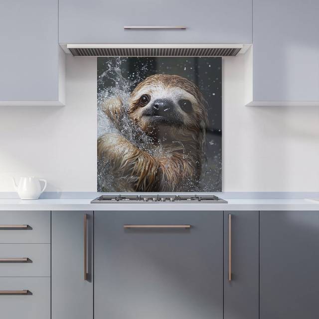Warren Reed - Designer Gleeful Sloth Splashart Kitchen Splashback W600Mm X H650Mm, Multi