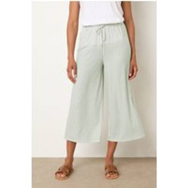 M&Co Womens M&Co Sage Green Stripe Wide Leg Culottes Size 10 - White