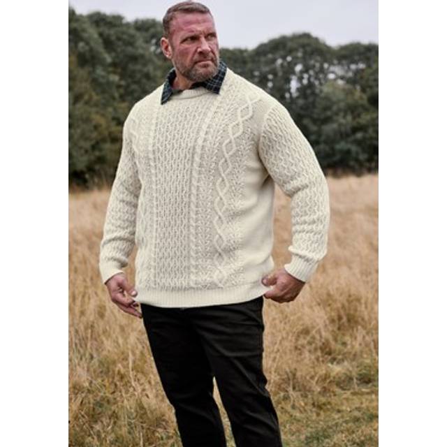 BadRhino Cable Crew Neck Knitted Jumper - Blue, Blue, Size 1Xl, Men - 1XL