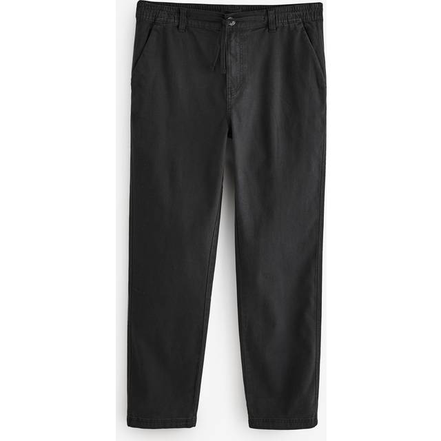 Cotton Elasticated Waist Chino Trousers - Black - 32R