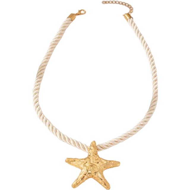 SHEIN 1 Pc Ocean Sea Beach Summer Vocation Starfish Cord Necklace For Women