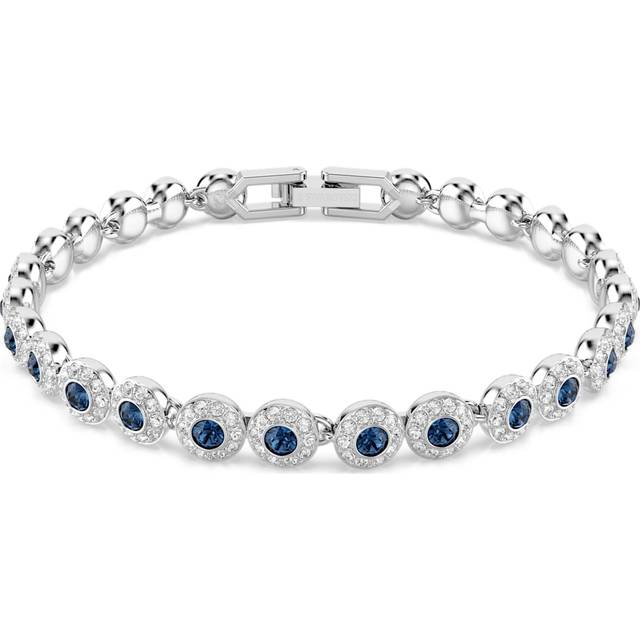 Una Angelic Tennis bracelet, Round cut, Blue, Rhodium plated - OS