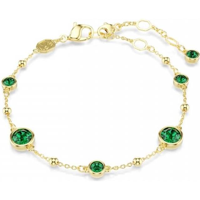 Imber bracelet, Round cut, Green, Gold-tone plated - OS