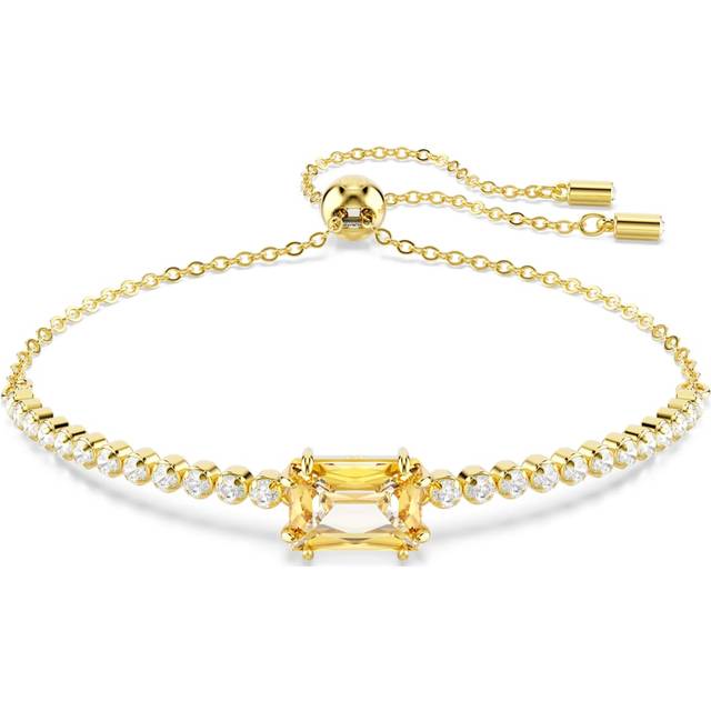 Matrix Tennis bracelet, Mixed cuts, Caramel, Gold-tone plated - Brown - OS