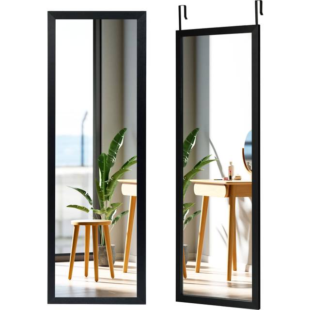 120 x 37cm Full Length Mirror Over the Door Wall Mirror w/ Hanging Hooks