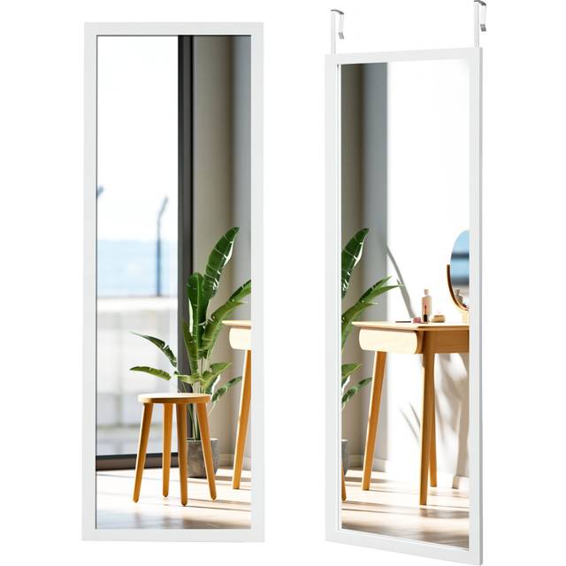120 x 37cm Full Length Mirror Over the Door Wall Mirror w/ Hanging Hooks