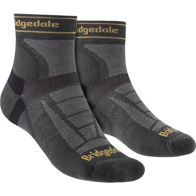 Bridgedale - Mens Running Ultralight Merino Sport Socks - Gunmetal - Grey Nylon - Size UK 9-11