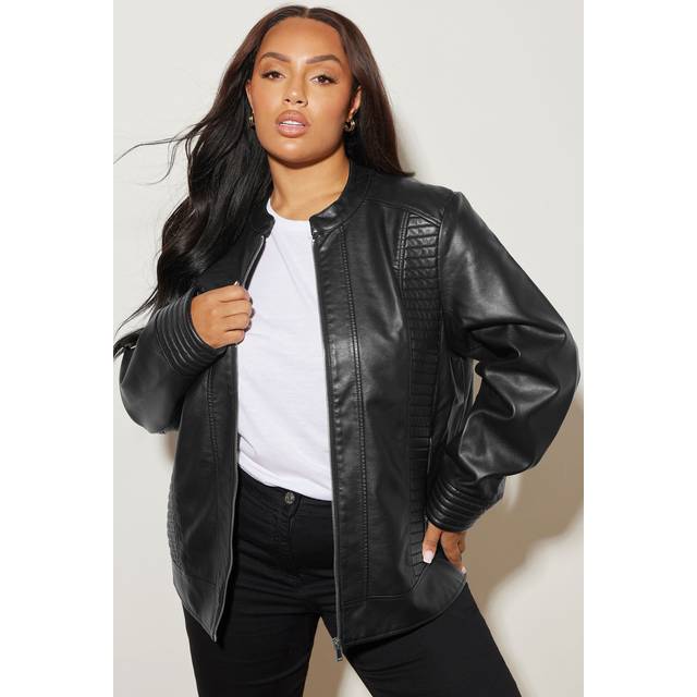 Yours Curve Black Biker Faux Leather Jacket, Women's Curve & Plus Size, Yours - 26-28