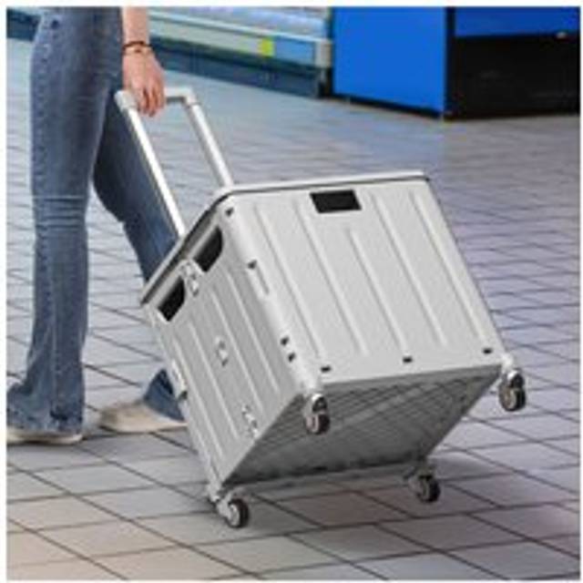 65L Foldable Shopping Trolley with Wheels - Grey - One Size