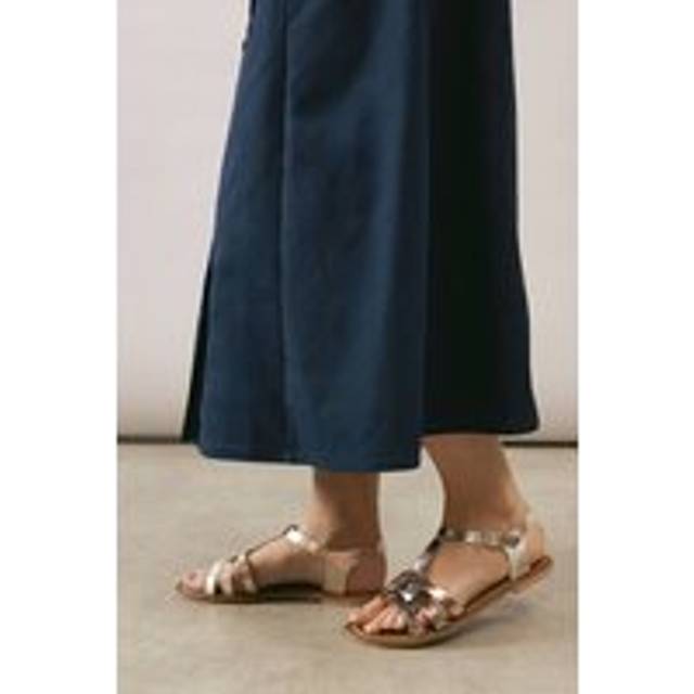 Good For The Sole: Extra Wide Fit Leather Magali Comfort Flat Sandals - Rose Gold - 6