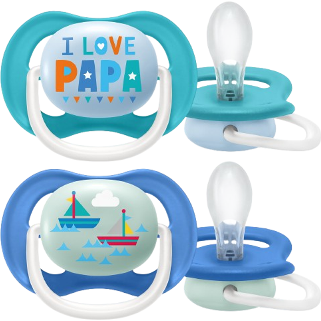 Philips Avent Ultra Air Pacifier 6-18m 2-pack Blue - Populære Drengenavne - Pegebogen.dk