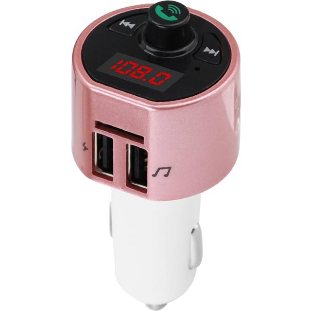 Car Wireless Bluetooth Audio Transmitter FM Radio Adapter Dual USB Charger MP3 Player (Pink)