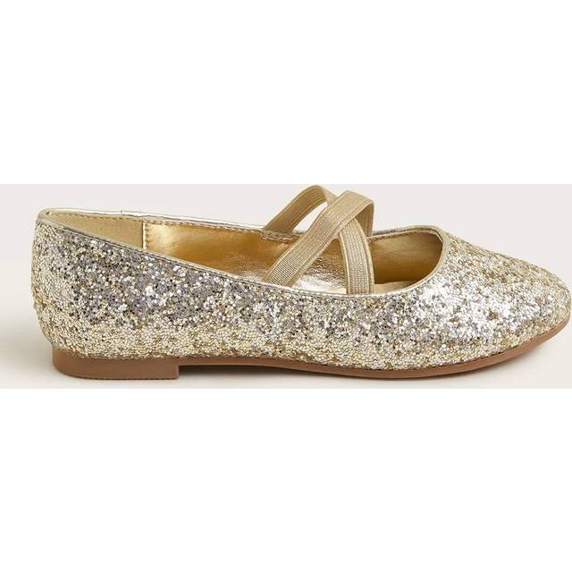 Monsoon Kids' Glitter Ballerina Flat Shoes, Gold
