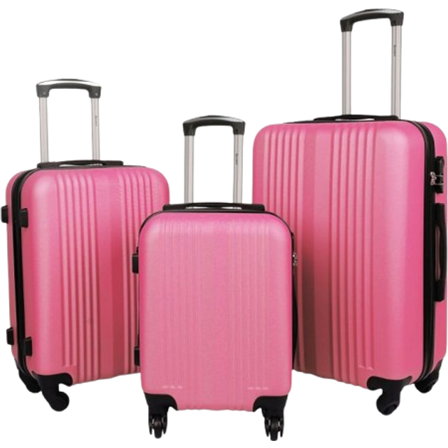 Delta Stripe 3 Piece Luggage Set - Pink