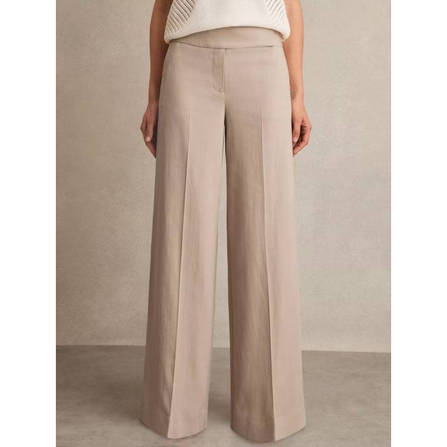 Reiss Delilah Lyocell-Linen Wide-Leg Trousers, Neutral