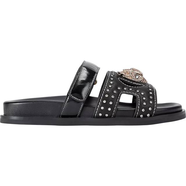 Kurt Geiger London Eagle Stud Leather Cut Out Footbed Sandals, Black