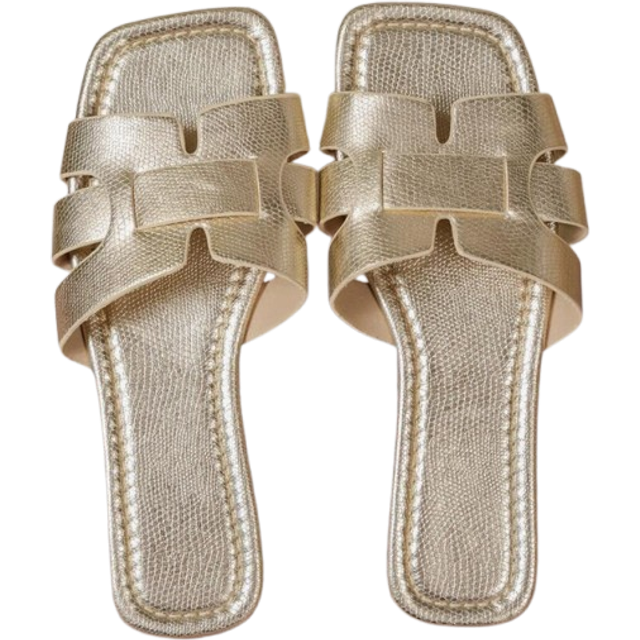 SHEIN Women&#39;s Sandals: Ladies&#39; Casual Flat Slides, Available In Orange, Gold, Black, Beige Colors, Open Toe Summer Slippers, Easy To Wear, Fashionable Flat