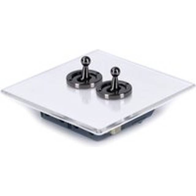 2 Gang 2 Way Clear Light Switch - Black