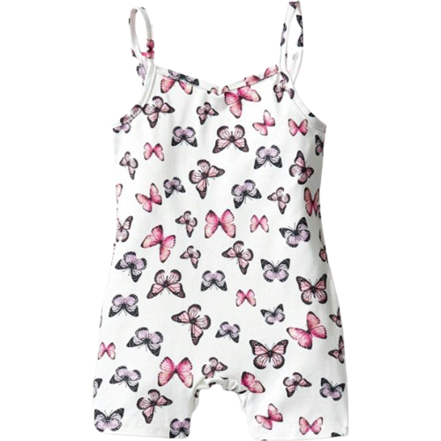 SHEIN Baby Girl Butterfly Pattern Digital Printed Casual Strap Romper