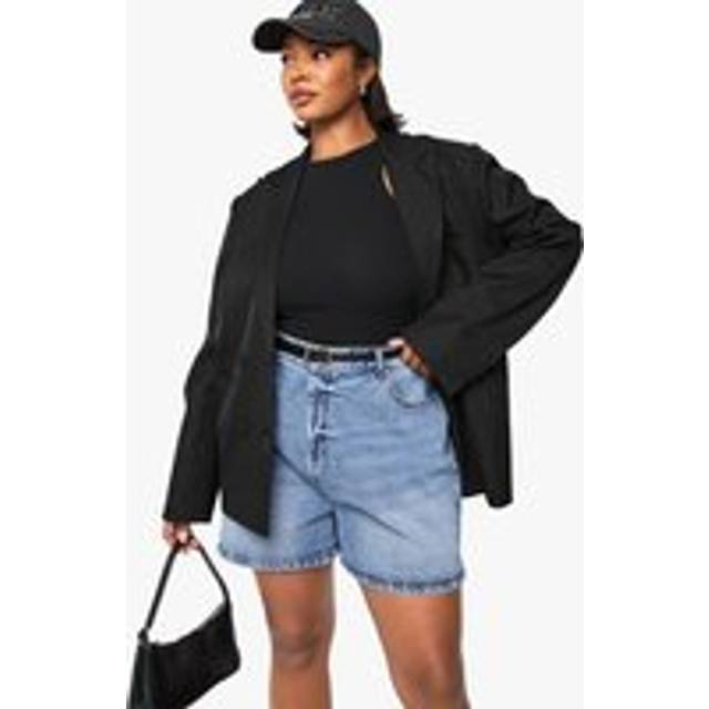 Womens Plus Denim Mom Short - Grey - 18