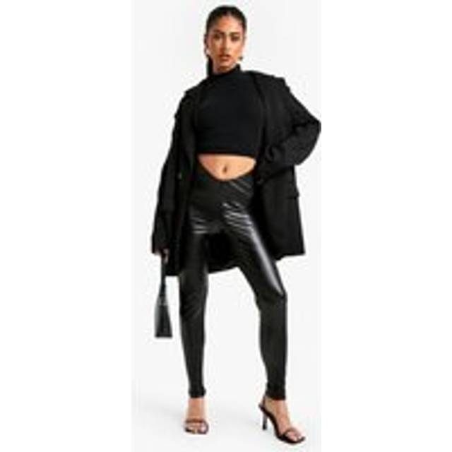 Womens Pu Ruched Bum Legging - Black - 6, Black